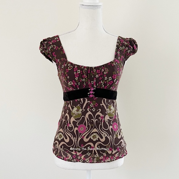 Rare Early 2000s Silk Floral Top ASO Alexis Bledel as Rory in Gilmore Girls - Picture 7 of 13